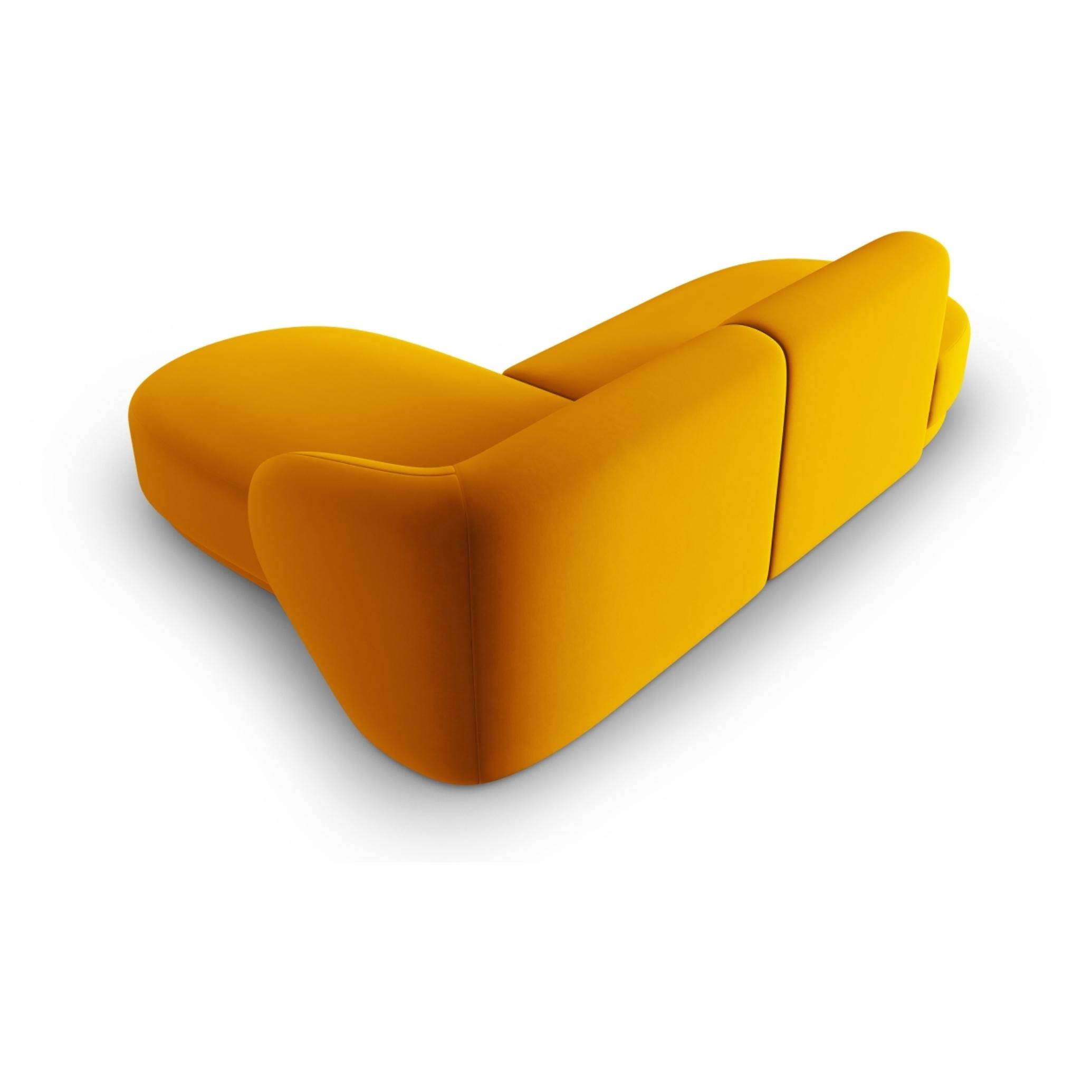 Canapé d'angle droit modulable ''Lionel'' 4 places en velours jaune