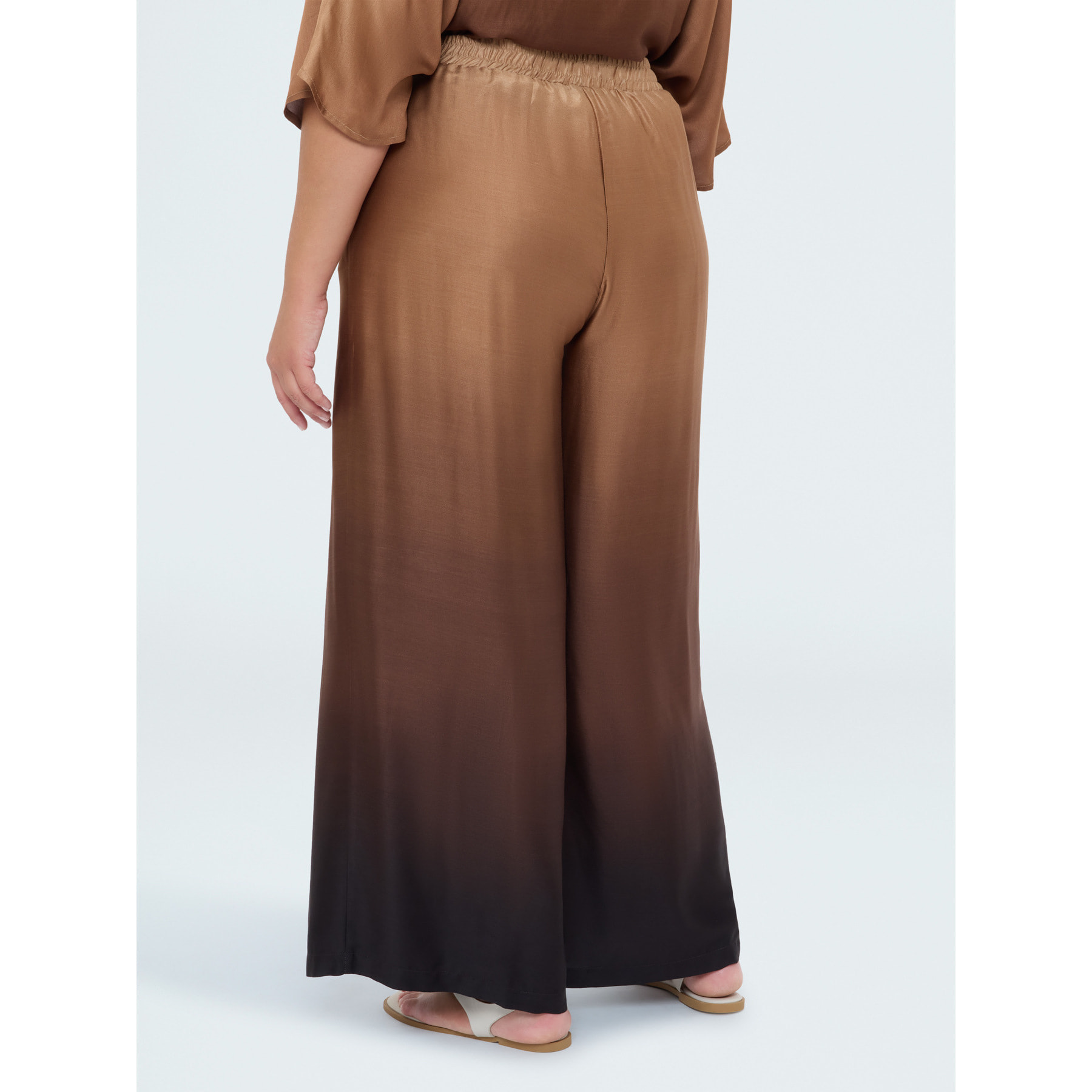 Fiorella Rubino - Pantaloni palazzo in raso dégradé - Marrone