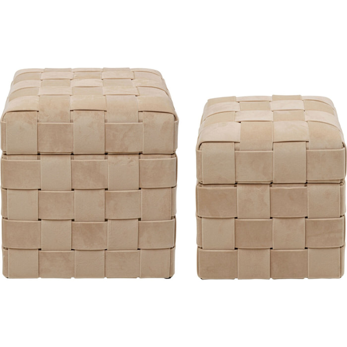 Tabourets-coffres Weave beige set de 2 Kare Design