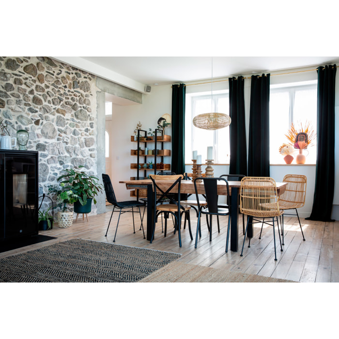Chaises bistrot bois clair massif et métal noir (lot de 2) JAKE
