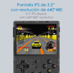 Console emulatore multipiattaforma RG353VS. Schermo IPS da 3,5"; sistema operativo Linux, quad-core da 1,8 GHz, WiFi, 128 GB. +23.000 giochi.
