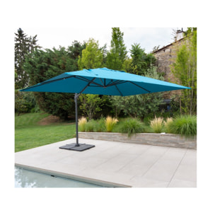 LUXEKING - Parasol déporté 4x3m - Bleu Canard