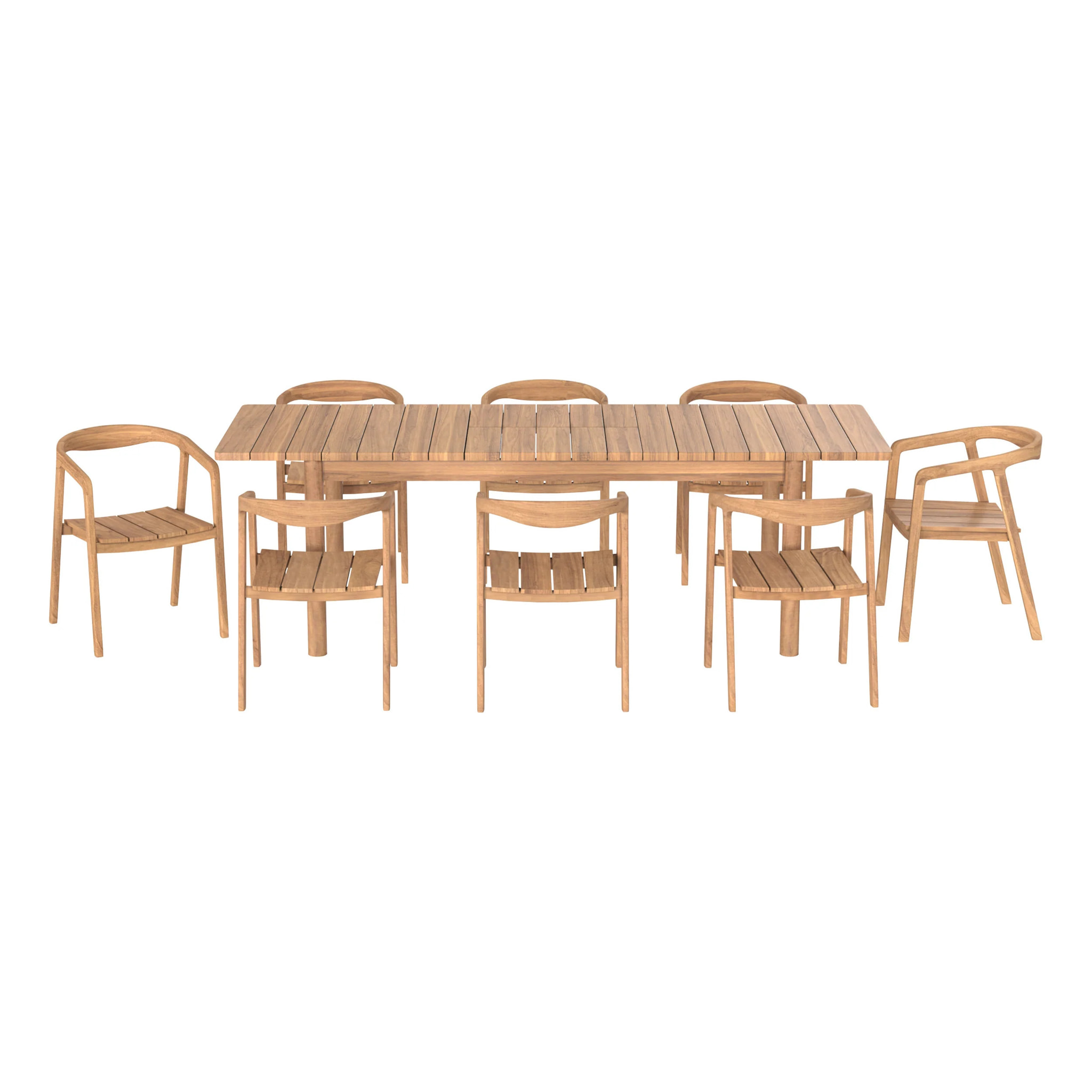Table et chaises de jardin 8 personnes en teck massif - Kora