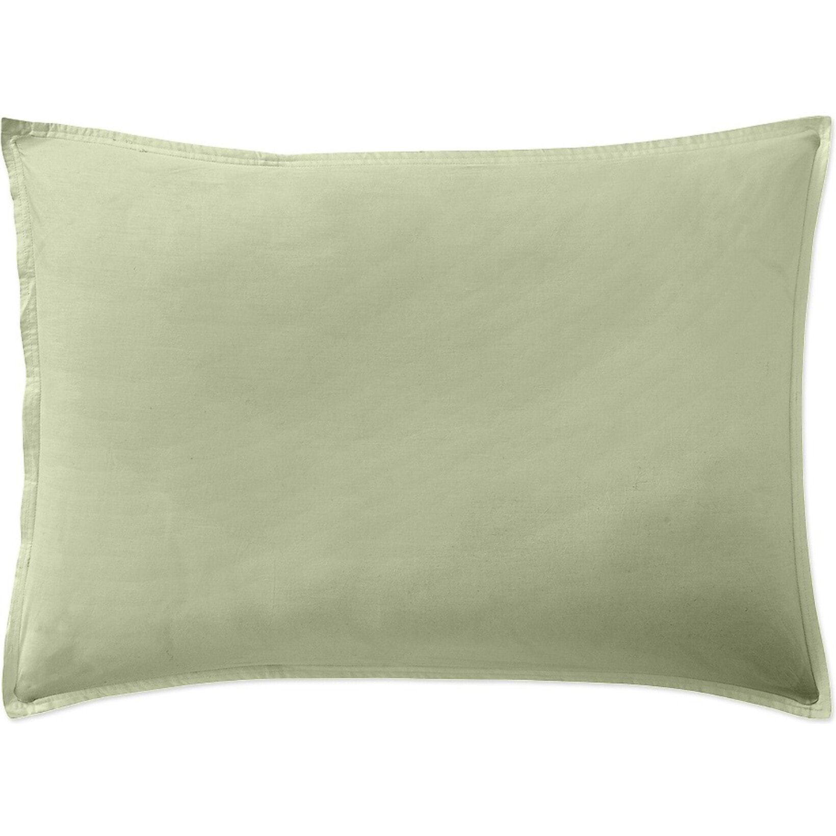 Paire de Taies D'oreiller Avec Volant 100% Percale De Coton Lavé Vert D'eau