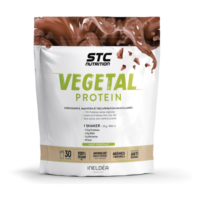 STC NUTRITION - Vegetal Protein - Alternative 100% Végétale - Pois + Soja + Riz - Sans Sucre, Sans Matières Grasses - Sans Colorant, Sans Gluten - 100% Végan - 750g