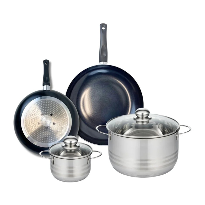 Ensemble de 2 Poêles de cuisson 24 et 28 cm et 2 faitouts 14 et 24 cm Elo Prima Brillant
