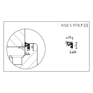 Joint de recouvrement KISO - rainure 3mm - 200M - SP 9710 F2 Noir