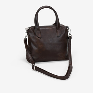 Bolso de mano marrón pequeño con cremallera