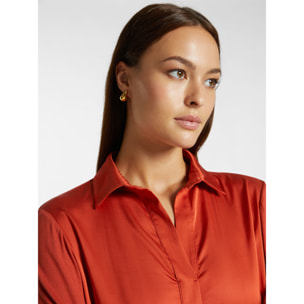 Elena Mirò - Camiseta con cuello de viscosa LENZING™ ECOVERO™ - Naranja sol