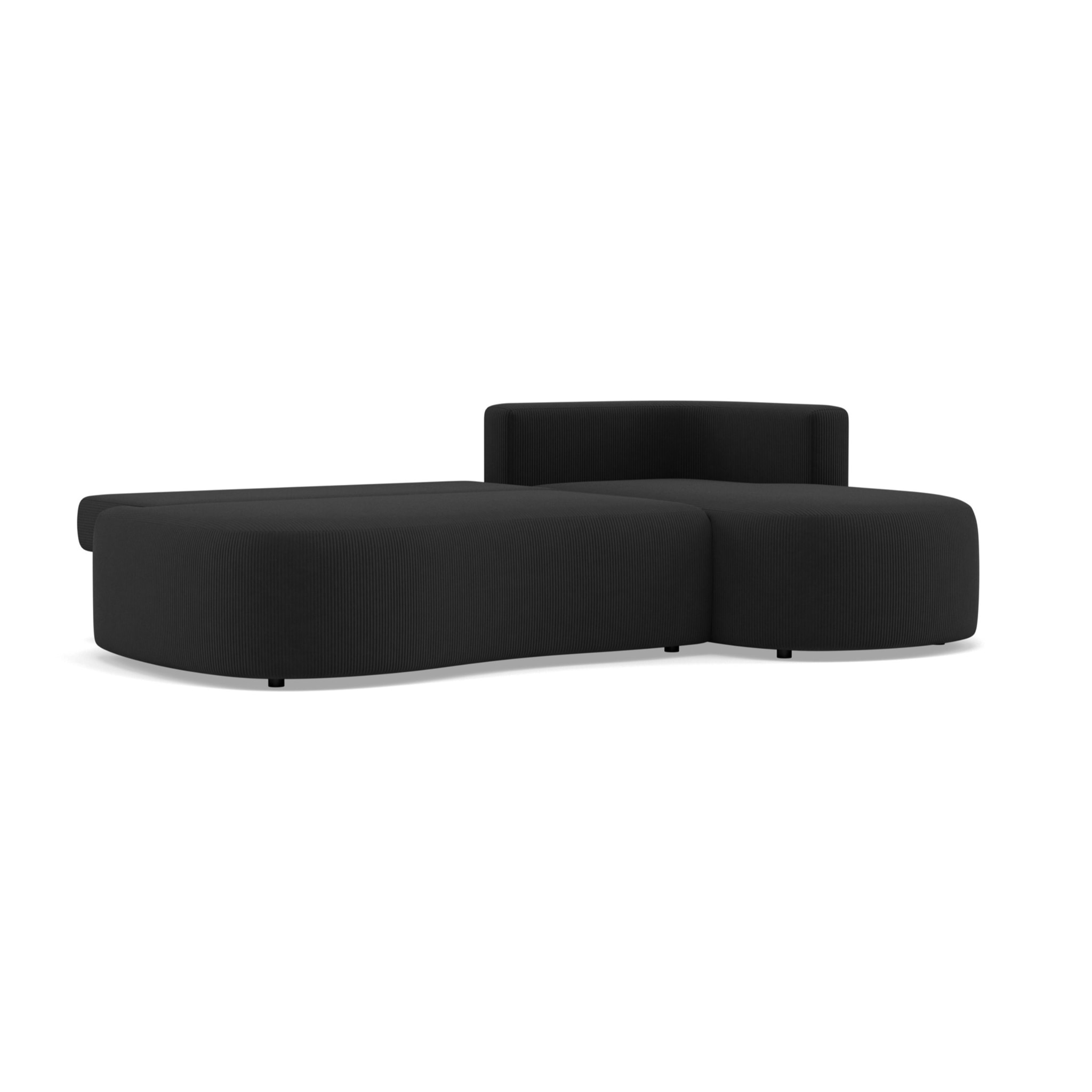 Mahina - canapé d'angle droit 4 places convertible avec coffre en velours côtelé - Noir