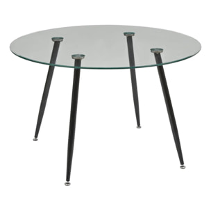 Table à manger en verre trempé 4 places Ostras D120cm