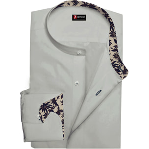 Camicia Uomo Coreano Slim Popeline Stretch Unito Bianco