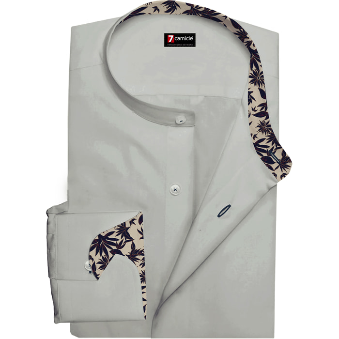 Camicia Uomo Coreano Slim Popeline Stretch Unito Bianco