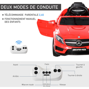 Voiture véhicule électrique enfant 6 V 7 Km/h max. télécommande effets sonores + lumineux Mercedes GLA AMG rouge