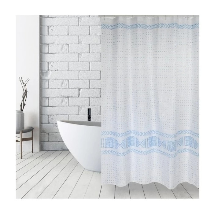 MSV Rideau de douche Polyester TORALLA 180x200cm QUALITE PREMIUM Bleu - Anneaux inclus