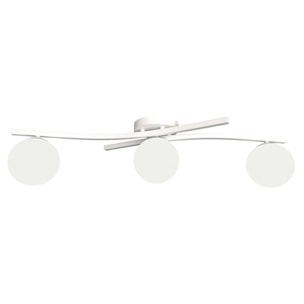 Lampada a sospensione Opus in acciaio bianco opaco e vetro opalino