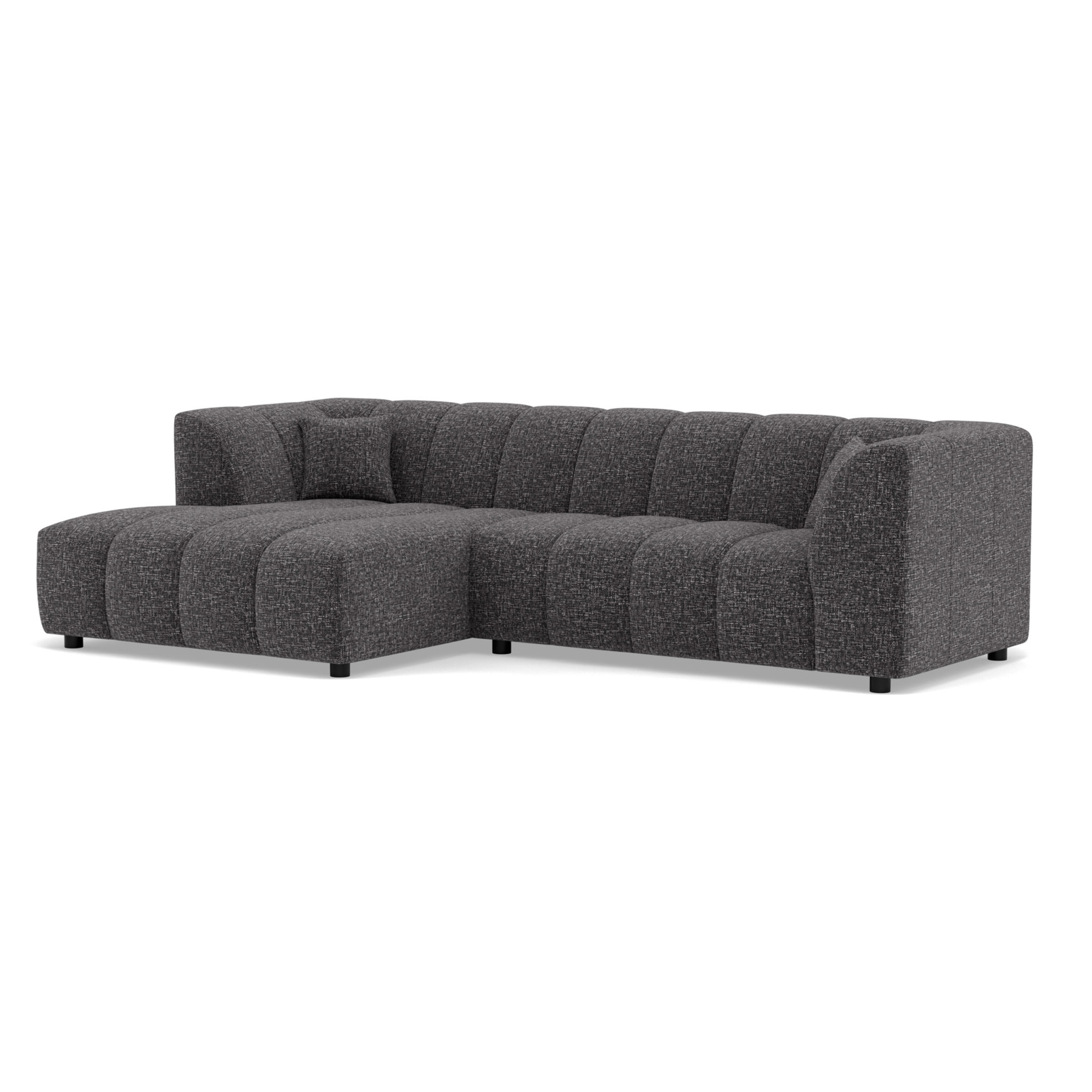 Curtis - canapé d'angle gauche 4 places avec accoudoir en tissu texturé - Gris foncé