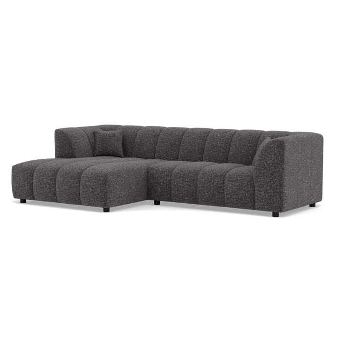 Curtis - canapé d'angle gauche 4 places avec accoudoir en tissu texturé - Gris foncé