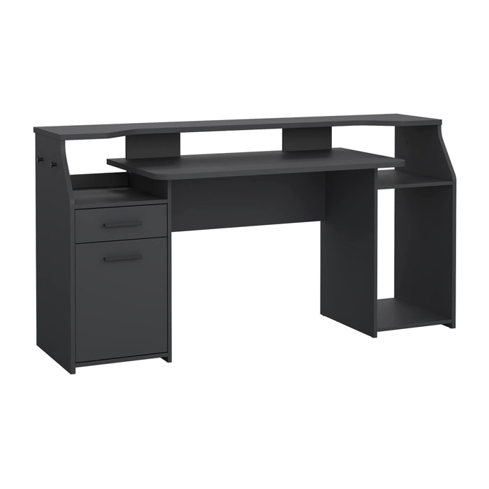 Scrivania Zennithor, tavolo da lavoro dotato di 1 anta e 1 cassetto, ideale per ufficio e gaming, 171x62 h89 cm, Grigio