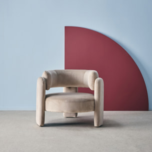 Fauteuil tripode en velours beige