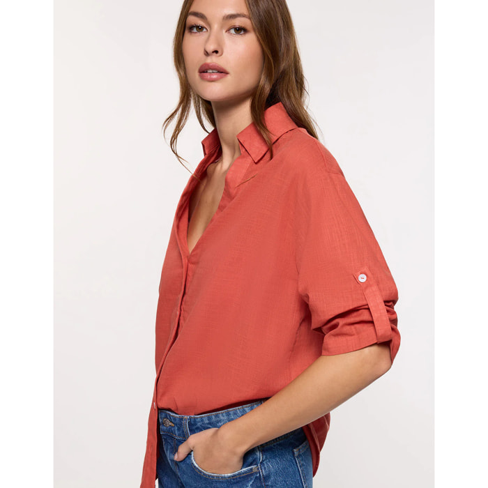 Camisa Manga Larga Rojo Teja - Astromi