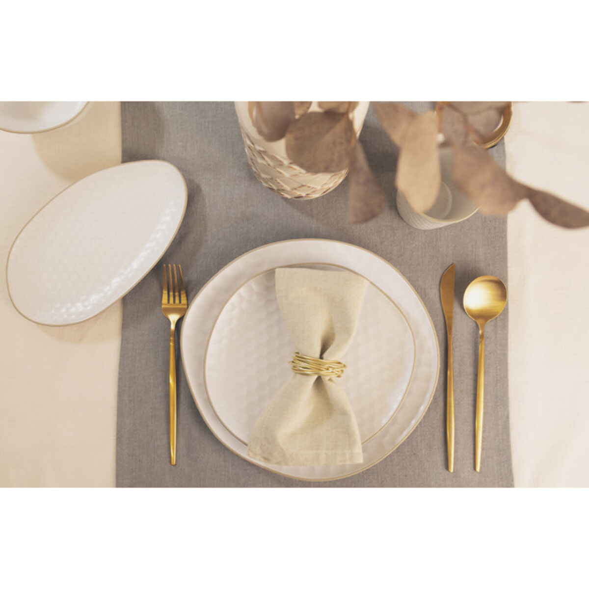 Piatto da portata Impronte in stoneware