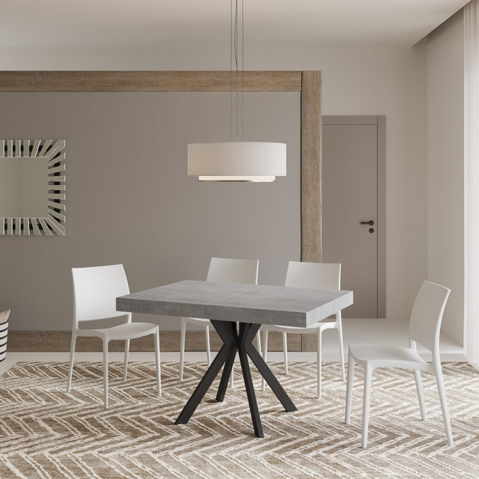 Tavolo allungabile 90x120/224 cm Dolcezza cemento gambe antracite