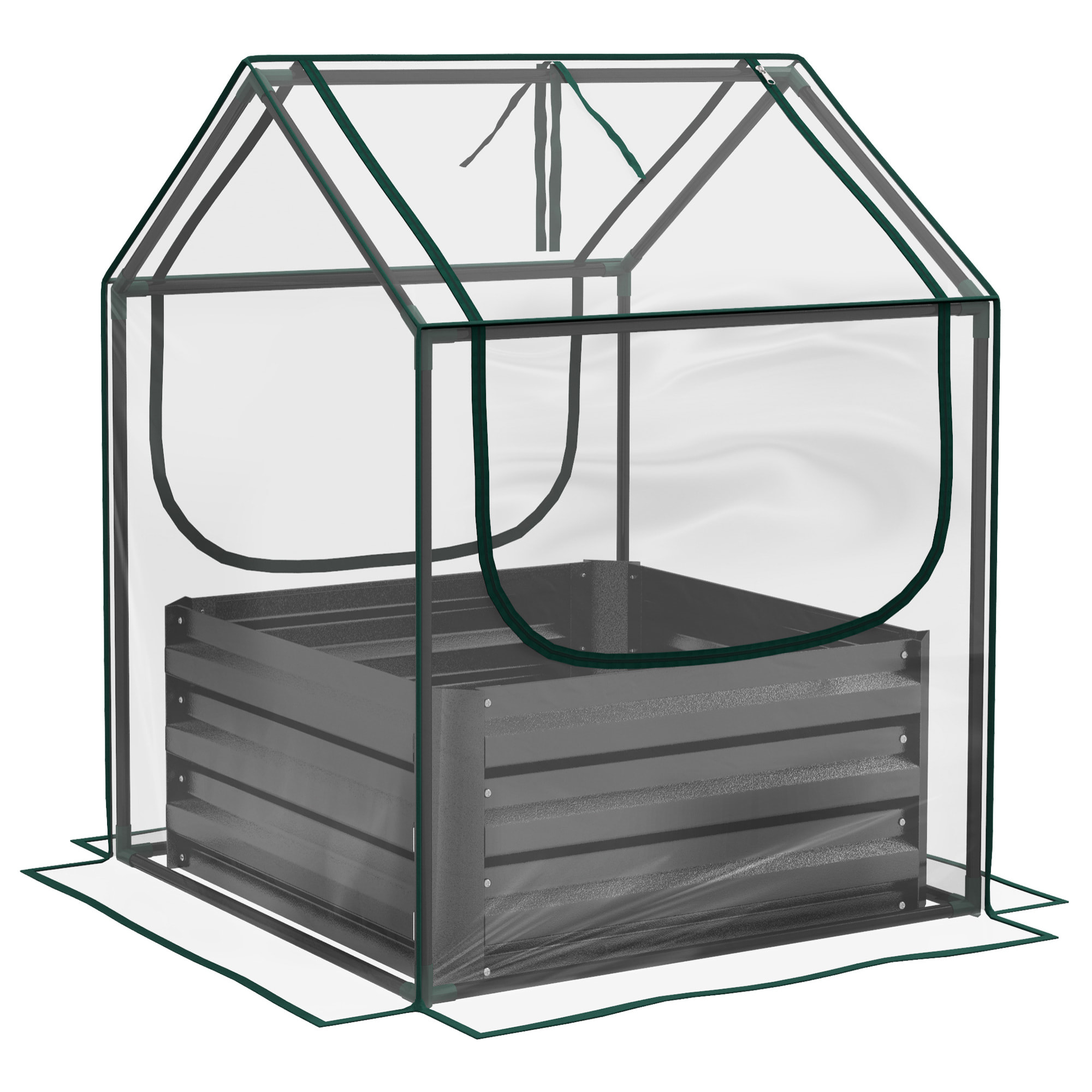 Mini carré potager serre 2 en 1 - 70 x 70 x 90 cm - anthracite transparent