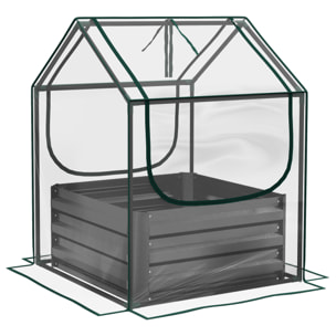 Mini carré potager serre 2 en 1 - 70 x 70 x 90 cm - anthracite transparent
