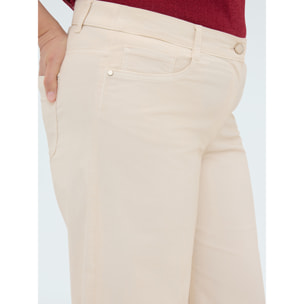 Fiorella Rubino - Pantaloni Wide Leg in cotone leggerp - Beige