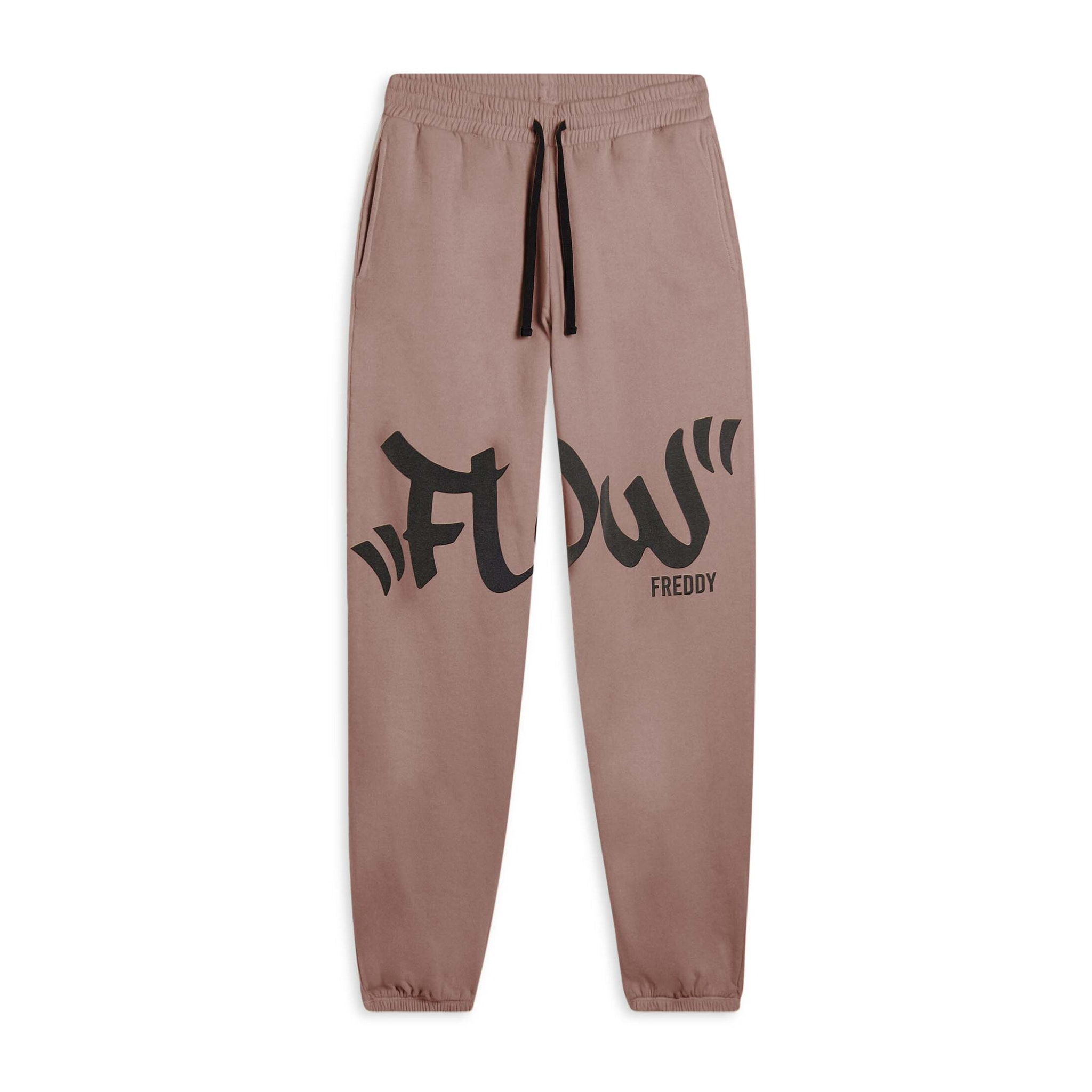 Pantaloni in felpa con stampa Flow e fondo raccolto