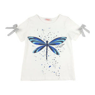 TSHIRT JERSEY BIANCO STAMPA LIBELLULA