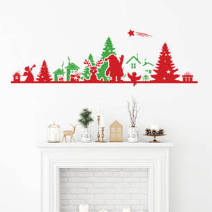 Sticker Noël frise de noël rouge et vert - Autocollants stickers adhésifs noël - décoration fêtes