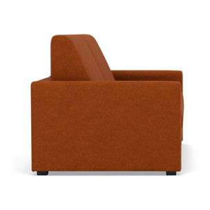 Julia - canapé 3 places convertible couchage quotidien matelas 14 cm en tissu - Rouille