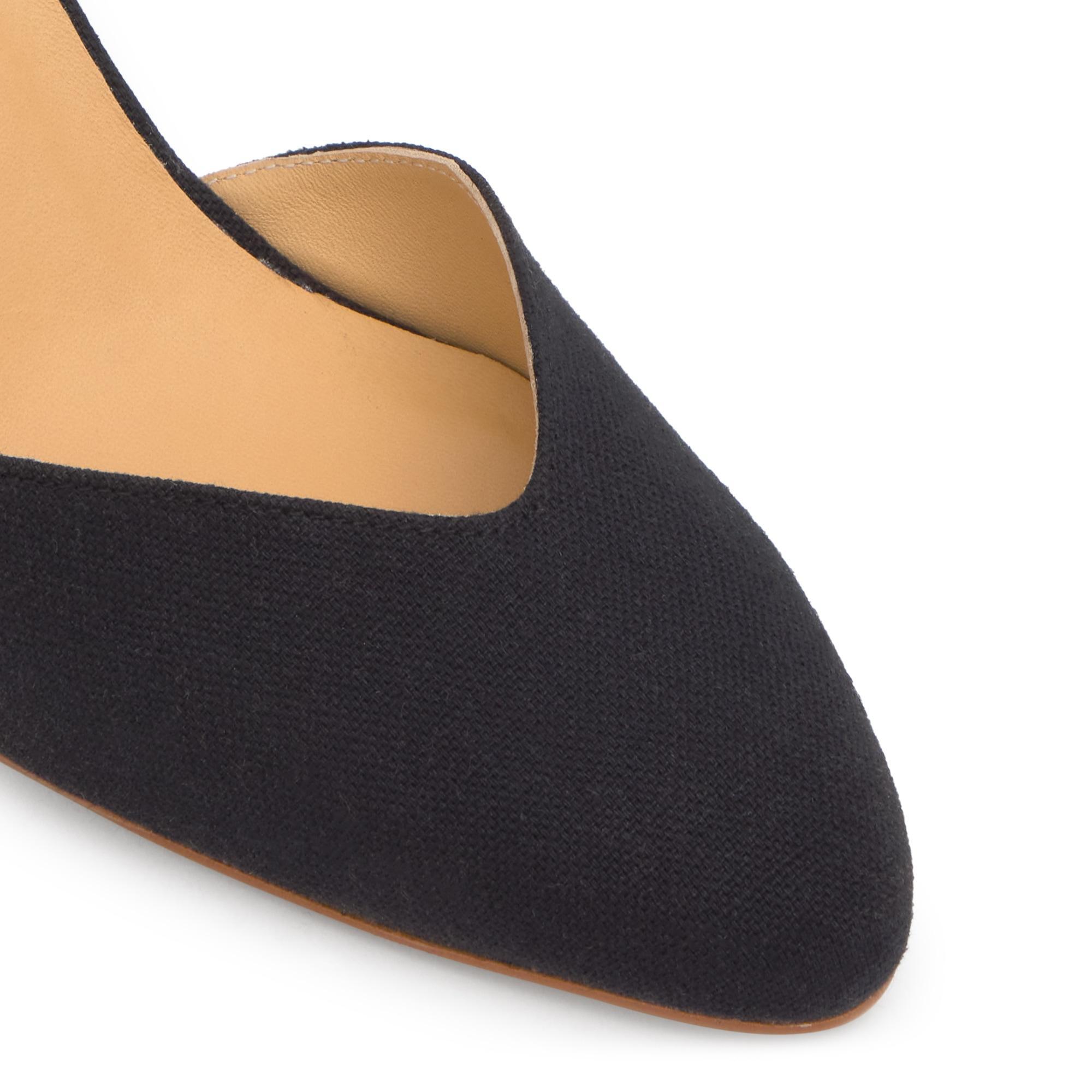 Alpargata Jud cuña de yute geométrica en lino con lazo, escote en V y punta afilada