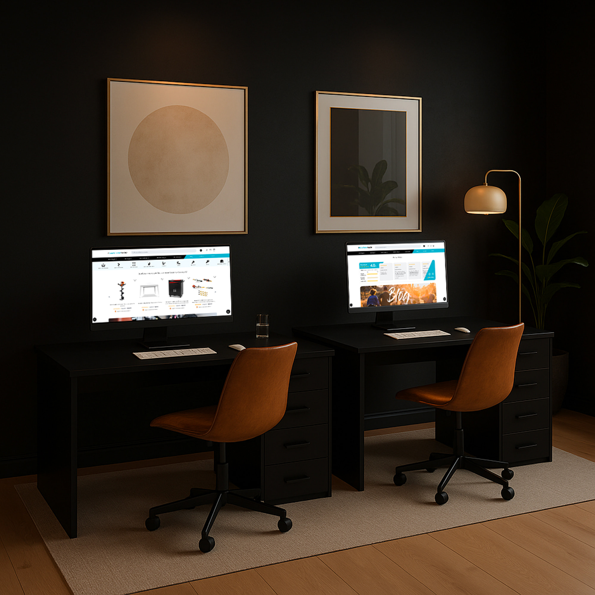 Cassiopea - Scrivania con 4 Cassetti 110x56x73 cm per PC da Ufficio in Legno Nero