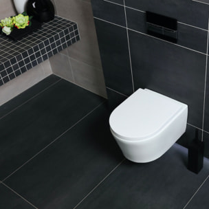 Pack WC bati-support Geberit + WC Swiss Aqua Technologies sans bride + plaque blanche (SATrimlessGeb1/BP)