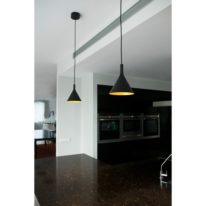 PAM 165 Lampe suspension noir et or