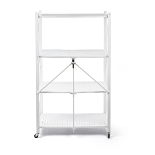 Estantería de Almacenamiento PLEGABLE de 4 Estantes con ruedas, SIN montaje - 71x34x125cm color Blanco