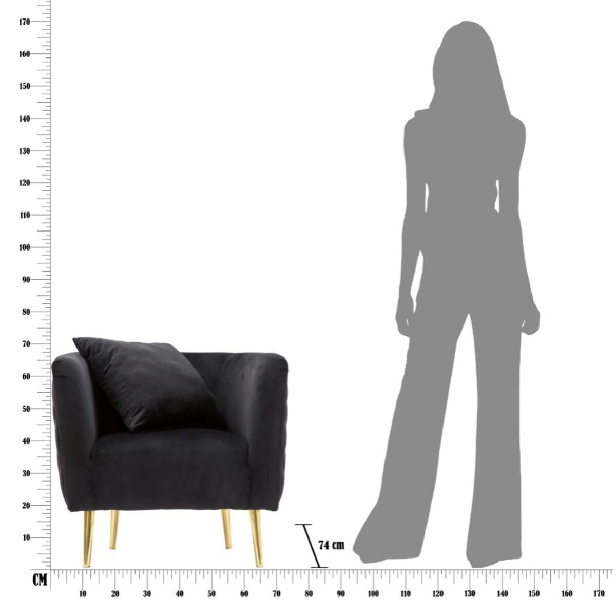 POLTRONA BUCAREST NEROCM 76X74X71