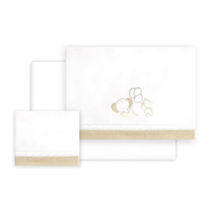 Triptico Cuna Pasacinta Oso Elefante Globos +Broche Bco/Beig