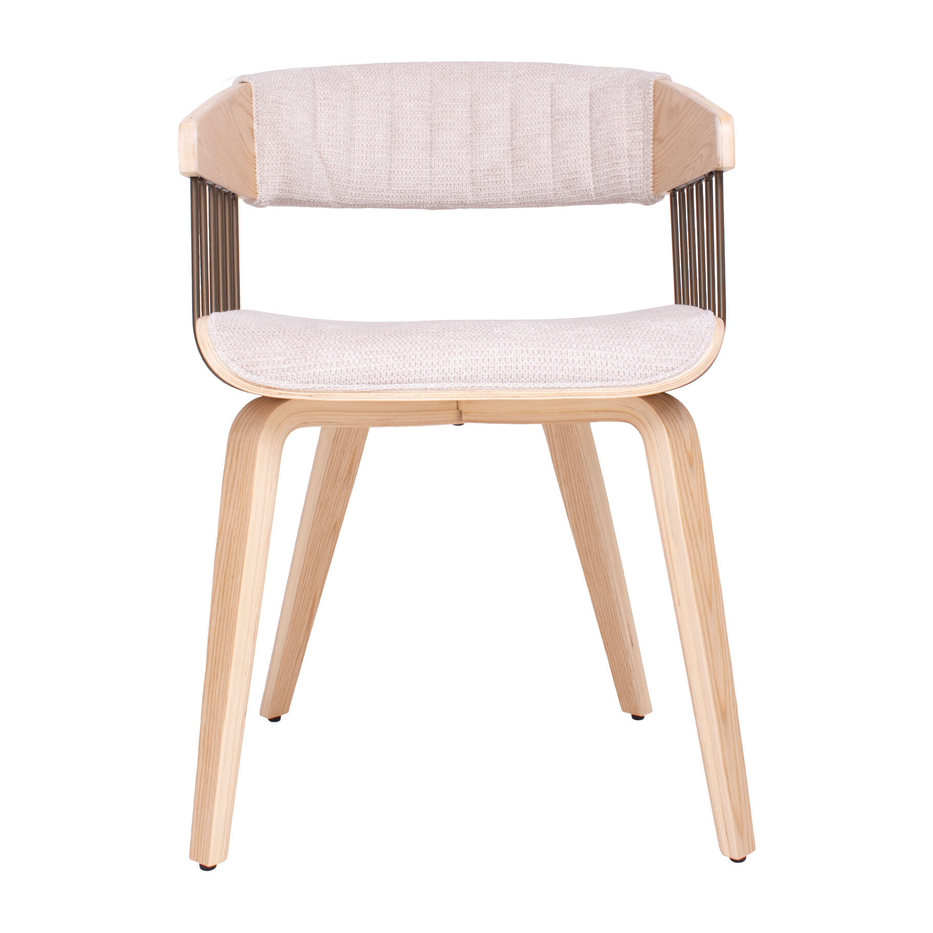 Brema - Set 2 Sedie Imbottiti 51x78x42,5 cm in Legno di Plywood e Tessuto Beige