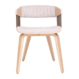 Brema - Set 2 Sedie Imbottiti 51x78x42,5 cm in Legno di Plywood e Tessuto Beige