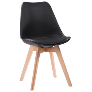 Lot de 4 chaises scandinaves NORA noires avec coussin