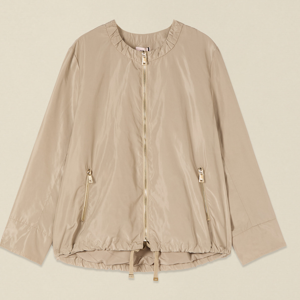 Oltre - Giubbotto in nylon con collo arricciato - Beige