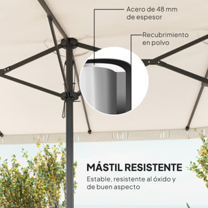 Sombrilla Doble 4,5x2,65 m Sombrilla Terraza Exterior con Manivela Manual Resistente al Agua y Protección UV30+ Sombrilla Grande para Terraza Playa Piscina Crema