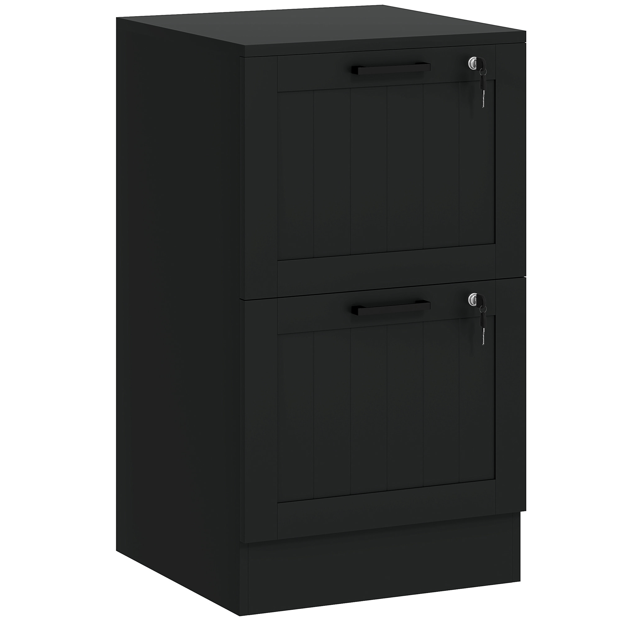Caisson bureau 2 tiroirs verrouillables dossiers suspendus dim. 40x40x71cm MDF noir