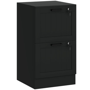 Caisson bureau 2 tiroirs verrouillables dossiers suspendus dim. 40x40x71cm MDF noir