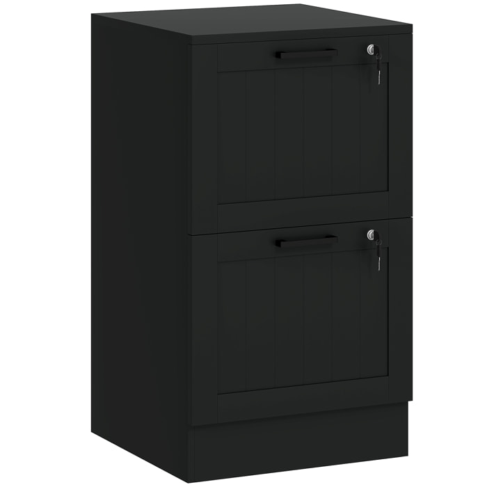 Caisson bureau 2 tiroirs verrouillables dossiers suspendus dim. 40x40x71cm MDF noir