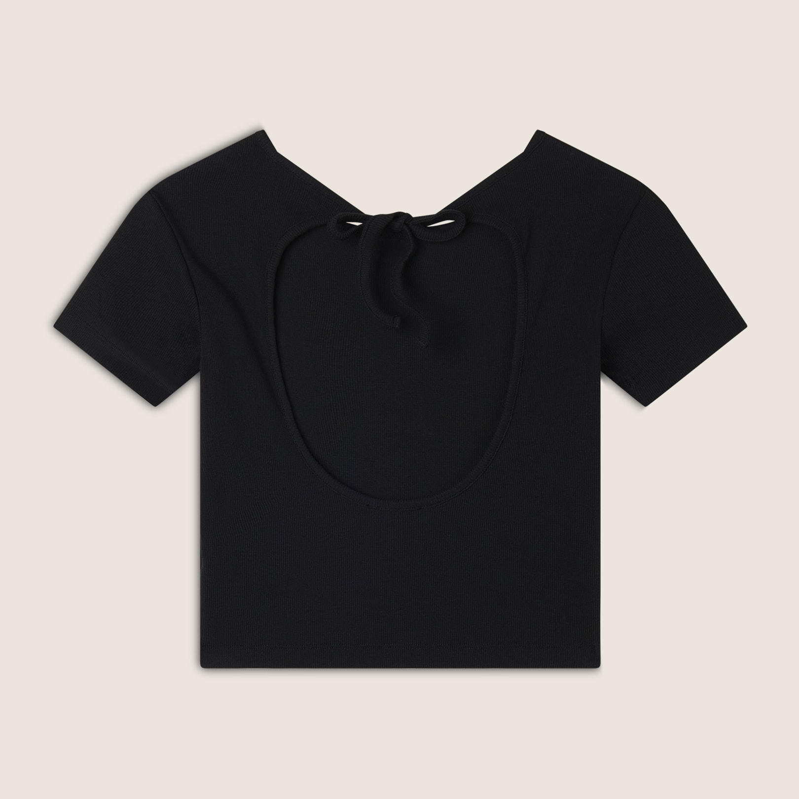 T-shirt slim fit a costine con apertura sulla schiena